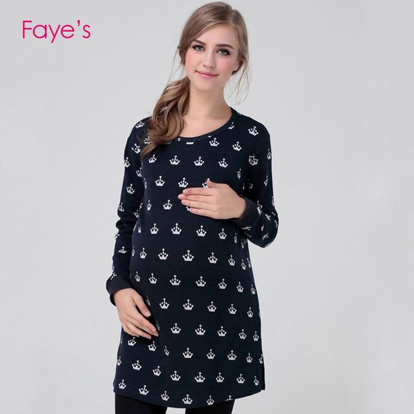 

maternity dresses pregnancy knitted dresses winter clothes for pangnant women, White