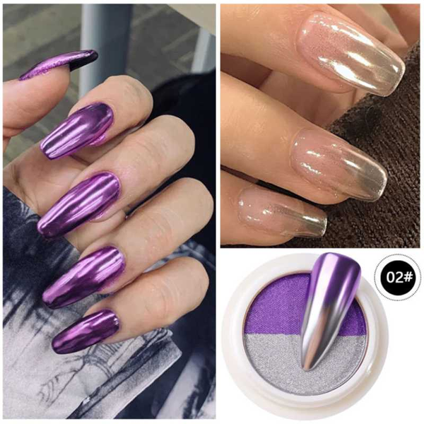 

nail art solid magic mirror powder nail art двухцветный лазерный порошок титана, Silver;gold