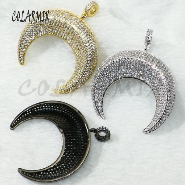 

pendant necklaces 5 pieces horn pendants necklace moon micro paved zircon crescent fashion jewelry for women 50184, Silver