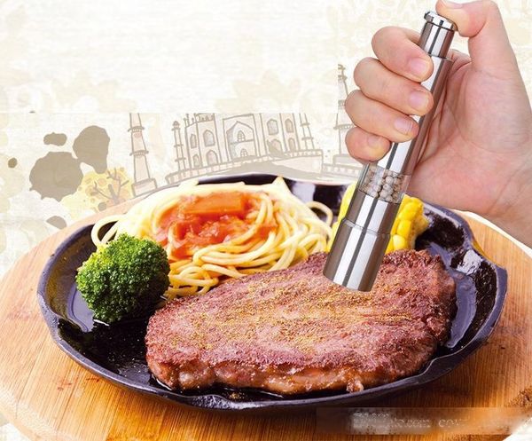 

manual stainless steel thumb push pepper mill spice sauce mill multifunction hand pepper muller kitchen tool
