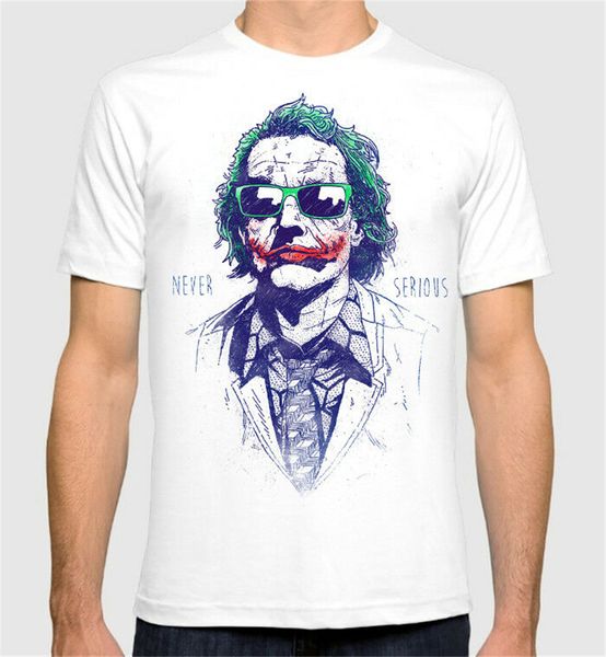 

joker никогда серьезное t-shirt, хит леджер tee, мужские женские все размеры streetwear tee shirt
