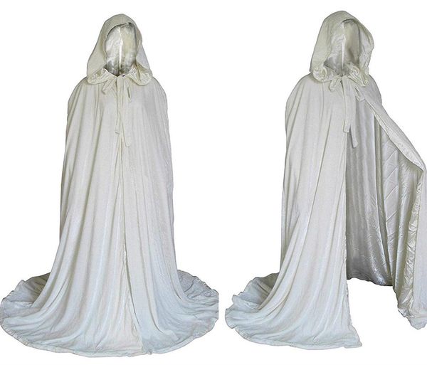 

velvet hooded cloaks floor length winter bridal wedding cloak cape velvet hooded cape for wedding party hooded cloaks 2020 new, White