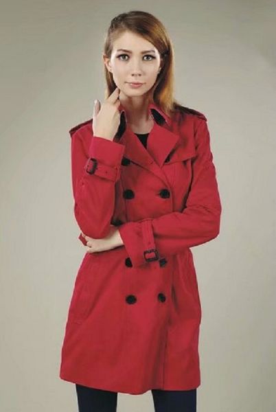 

new with label original design women's double-breasted windbreaker long blazer slim cotton jacket blazer outwears 1088 4colors, White;black