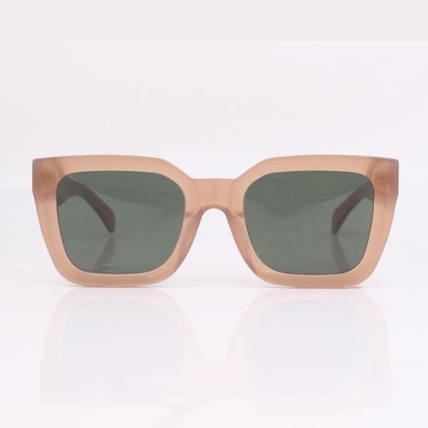 

nude translucent tinted sunglasses women chunky square frame women eye wear green lens, White;black