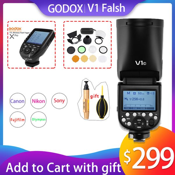 

godox v1 flash speedlight for flash camera flashlightl speedlite li-ion battery