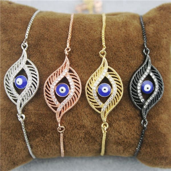 

adjustable 10pcs/lot cz charm bracelet ,delicate zircon pave eye connector ,popular jewelry, Black