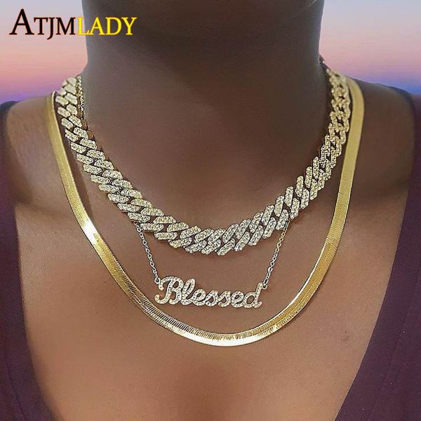

chokers gold silver color 12mm cuban link chains necklace iced out 2row bling cz cubic zirconia hiphop fashion jewelry for men, Golden;silver