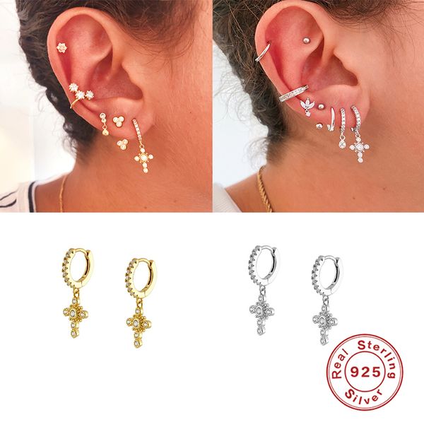 

hoop & huggie boako 925 sterling silver earring jewelry bling cz earrings for valentine's engagement pendant pendientes cruz, Golden;silver