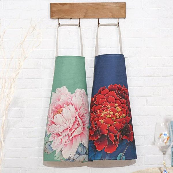 

fashion peony flower letter printed kitchen restaurant cooking apron anti-dust waist cloth new