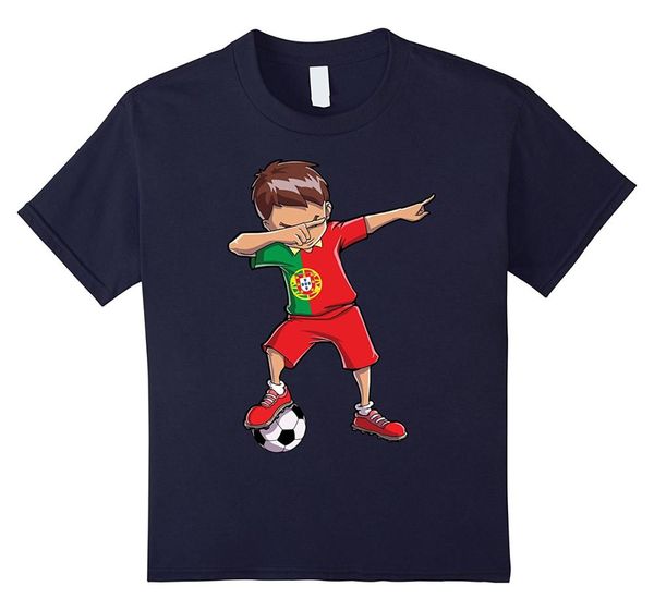 

2019 fashion dabbing soccers t shirt for boys portugal portuguese footballs tee shirt