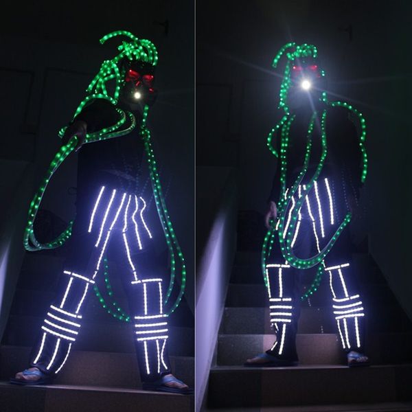 

party hats led lighting hair pants mask dancing stage show dj club green decorations