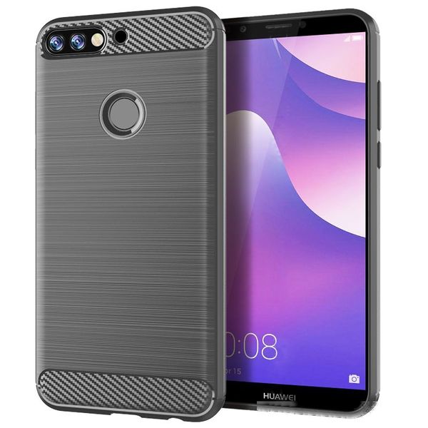 

luxury carbon fiber soft silicone tpu case for huawei y7 prime 2018 anti scratch shockproof back shockproof bumper covers