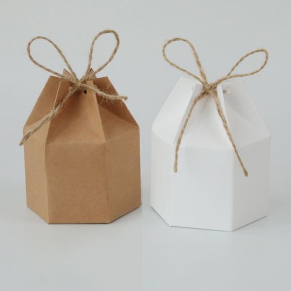 

gift wrap 50pcs kraft paper package cardboard box lantern hexagon candy favor and gifts wedding christmas valentine's party supplies