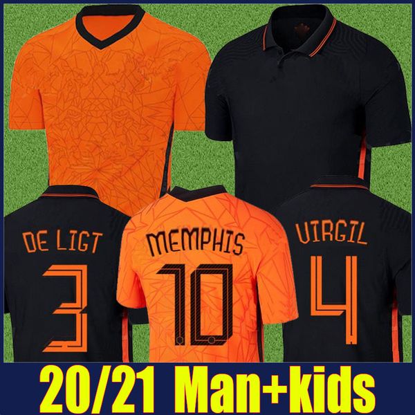 

2020 2021 netherlands jersey national team uniforms men kids kit f.de jong van de beek football jersey holland de ligt memphis jersey 20/21, Black;yellow