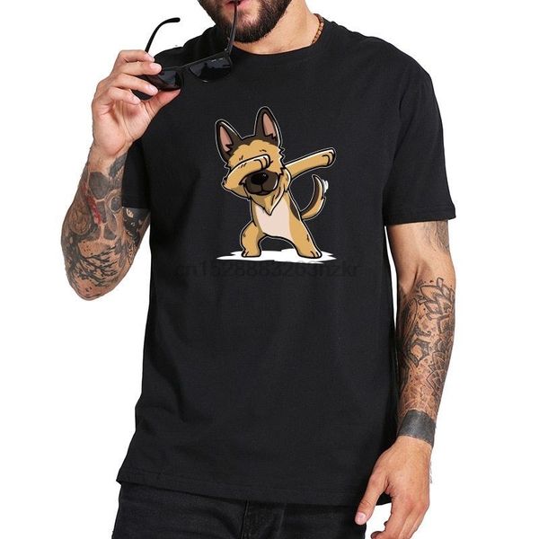 

german shepherd t-shirt pug dabbing pose cotton short sleeve tee shirt us size short sleeves new fashion t-shirt men clothing