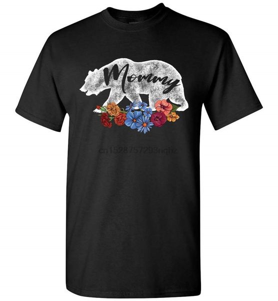 

мама медведь в цветах урожай t-shirt matching семья pajama ретро семья черной