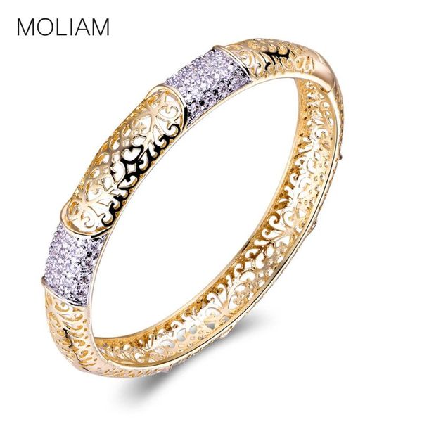 

moliam 2020 new fashion hollow bangle for women gold-color cubic zirconia crystal bracelets jewelry mlz016, Black