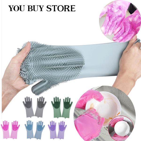 

disposable gloves 2021 silicone cleaning magic 2pcs multifunction housework for kitchen car dishwashing sponge rubber scrub