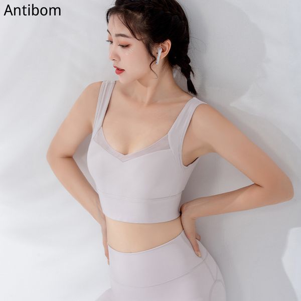 

antibom sports vest beauty back bra -proof yoga underwear fitness breathable running crop beautiful shockproof gym, White;black