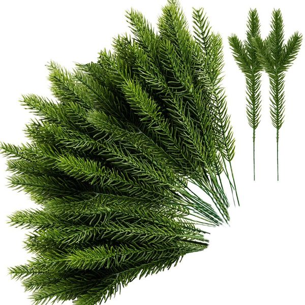 

30pcs artificial pine needles green plant,fake greenery pine picks for diy garland wreath christmas garden decoration