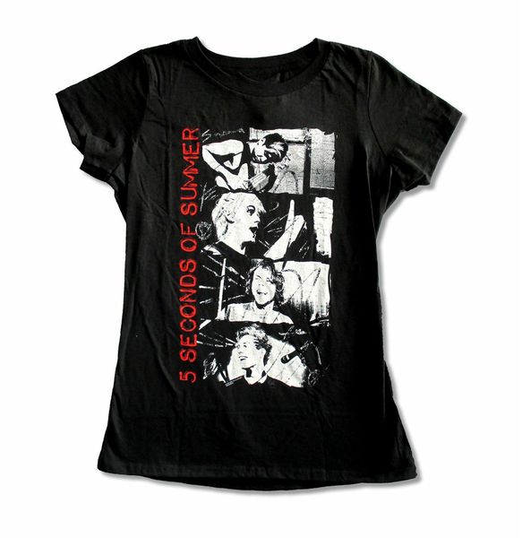 

5 seconds of summer stacked ps girls juniors black t shirt new tee shirt