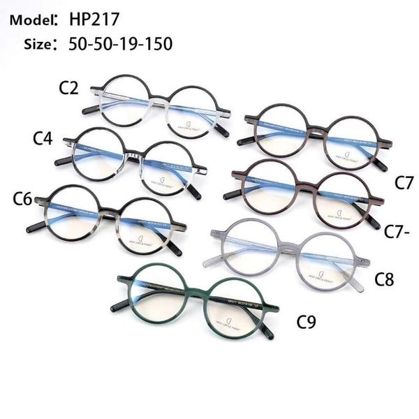 

belight optical fancy vintage retro acetate mini round shape colorful design spectacle frame precription lens with case hp217, Black