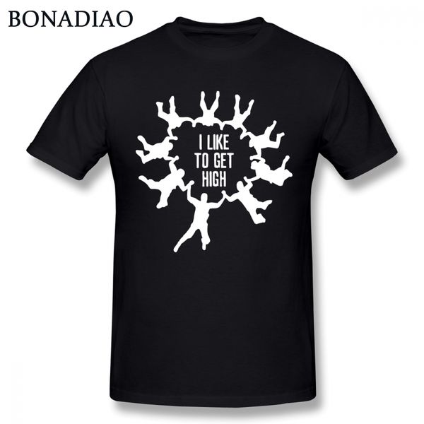 

awesome sport i like to get high skydiving t shirt round collar tee camiseta bonadiao design