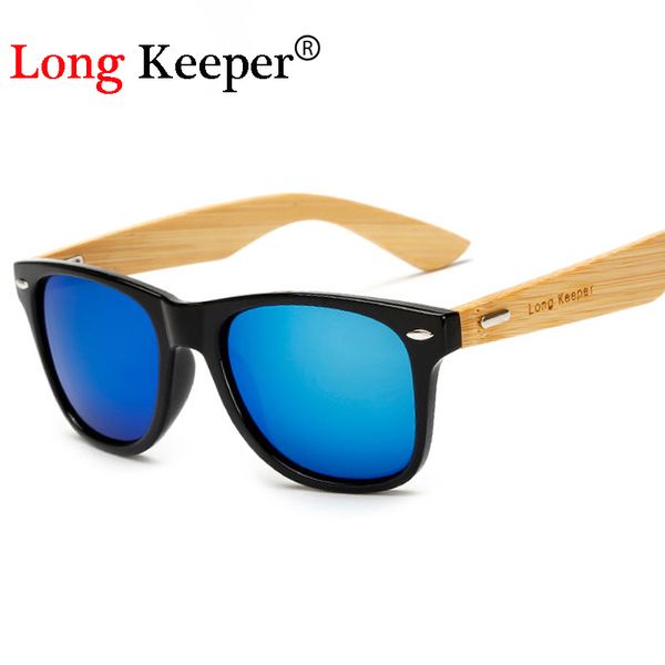 

long keeper vintage square bamboo sunglasses men brands sunglasses women retro design glass lentes de sol "longkeeper" letter, White;black