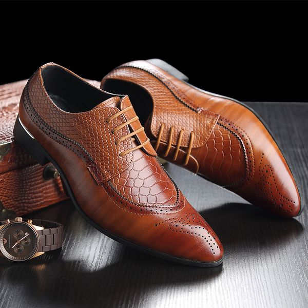 

large size fashion business men's dress shoes fashion elegant formal wedding shoes men slip on office oxford for men, Black