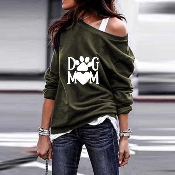 

2020 new fashion dog mom print kawaii sweatshirts hoodies women clothes corduroy frauen funny pullovers off shoulder, Black