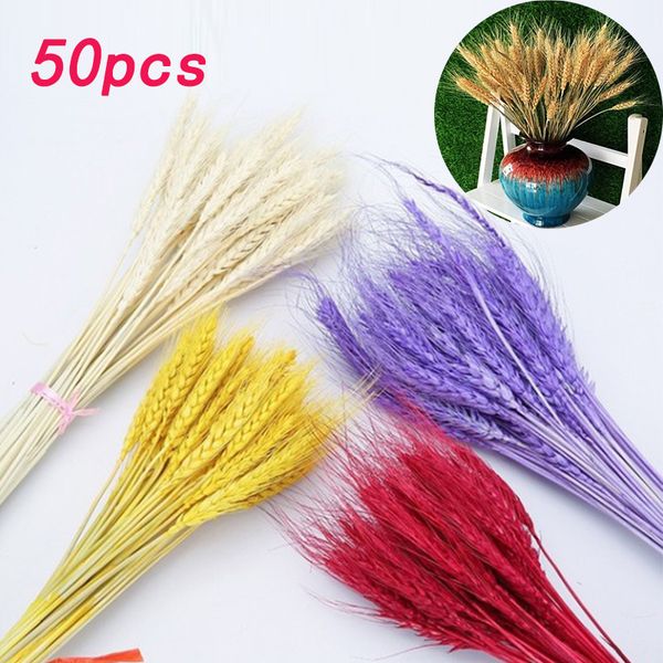 

diy flower arrangement of natural decorative dried wheat flower