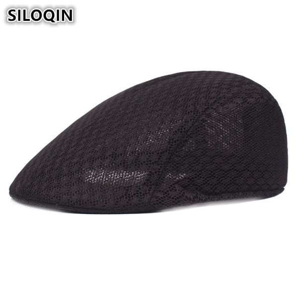 

berets siloqin ultra-thin mesh breathable fashion for men women summer simple duckbill beret flat cap golf ivy couple hat unisex, Blue;gray