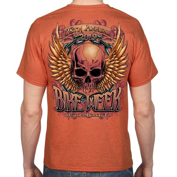 

biker life clothing 2020 bike week daytona beach rockin' skull t-shirt