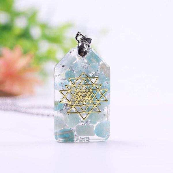

orgonite pendant necklace amazonite natural crystal energy chakra jewelry emf protection healing orgone, Silver