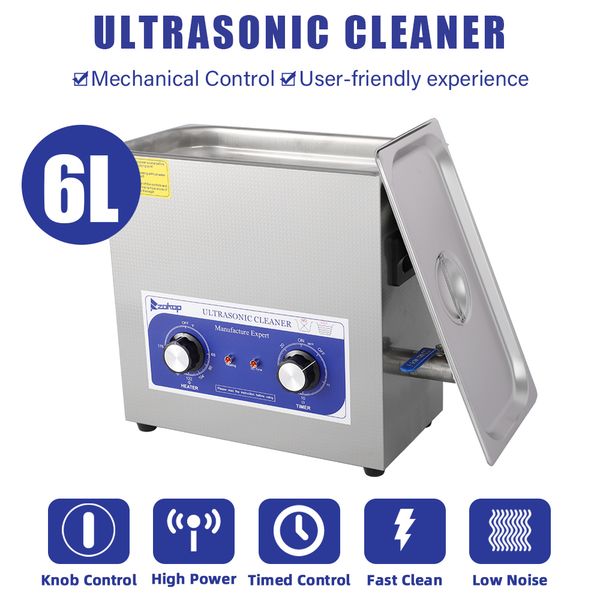 

6l stainless steel mechanical ultrasonic cleaning machine jewelry denture watch cleaning machine blue 180w 110v 60hz