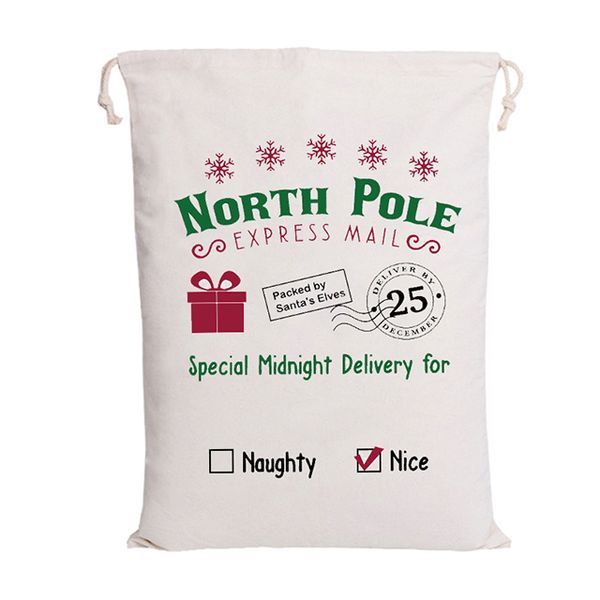 

christmas decorations wholesale santa sacks candy storage canvas bag 100pcs/lot drawstring handbag claus home decoration gift