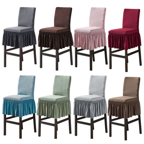 

chair covers solid bar high cover jacquard printed skirt protector elastic stretch wedding decoration banquet gift