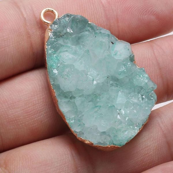 

1pcs irregular green druzy pendant for jewelry making diy accessories bracelet nacklace earring, Bronze;silver