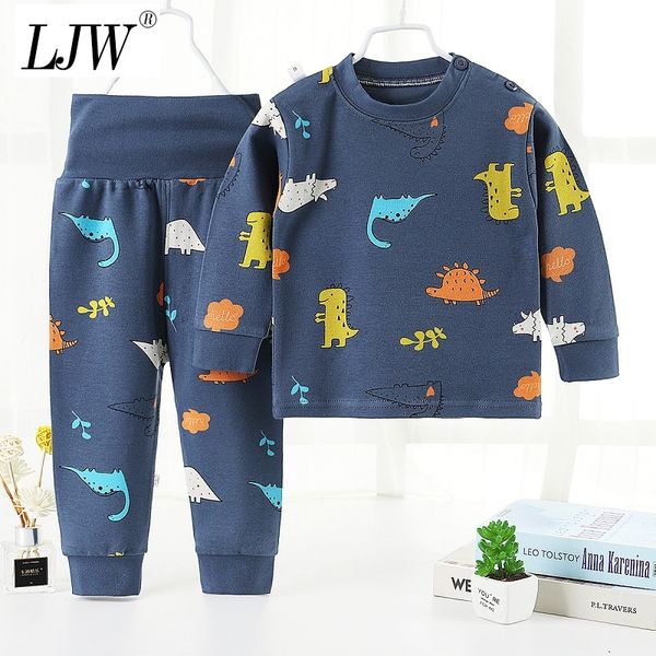 

children winter clothes baby boys cartoon clothing sets printed warm sweatsets for girls kids home wear, White