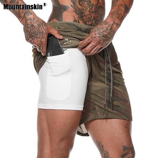 

mountainskin summer men's sports male hiking running outdoor layer quick shorts trousers dry double fitness va750 short running xhlove, Brown;gray