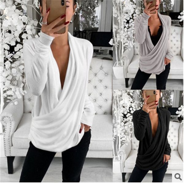 

2020 gothic long sleeve cardigan women blouse autumn winter clothes solid white slim fitness streetwear blusa mujer top