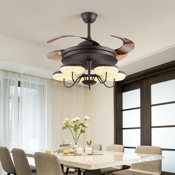 

electric fans decoritive led modern iron abs acryl 95-265v remote control ceiling fan 75-180w lights lamp for foyer