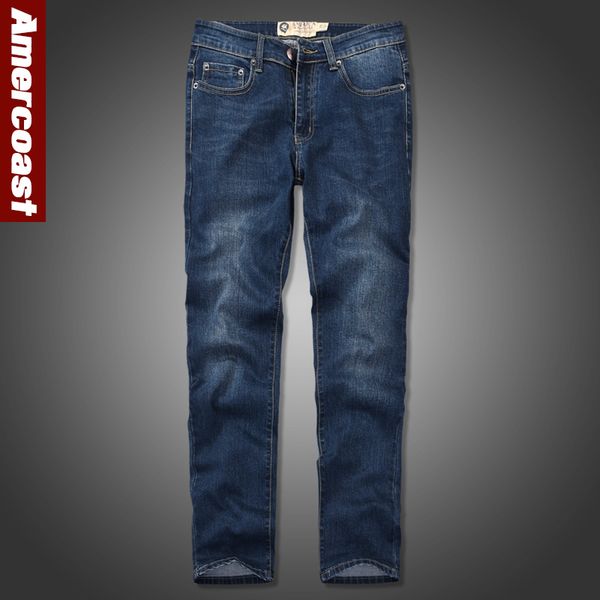 

american men's straight jeans for leisure students, Blue