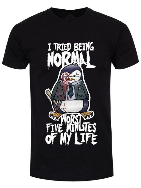 

psycho penguin t-shirt i tried being normal men's black big tall tee shirt men brand t-shirt man o-neck tshirt summer tees