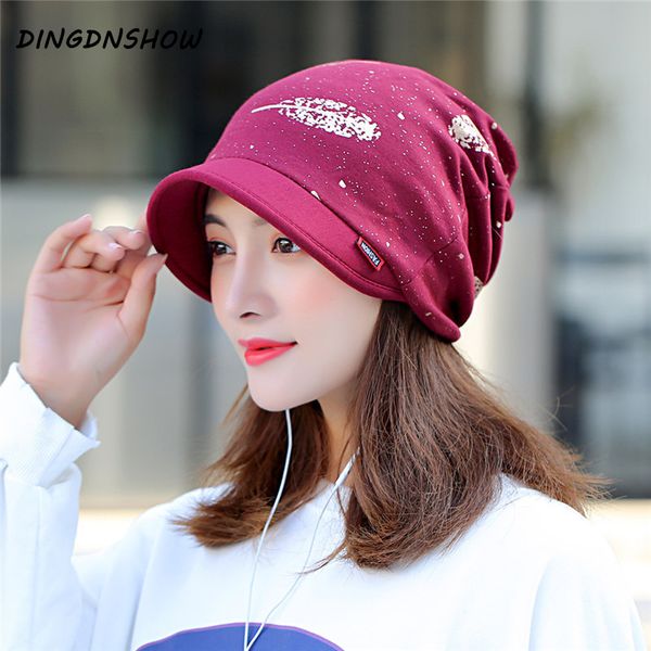 

dingdnshow] 2020 fashion winter cap cotton bonnet hat women beanies hat warm print lady knitted cap flat, Blue;gray