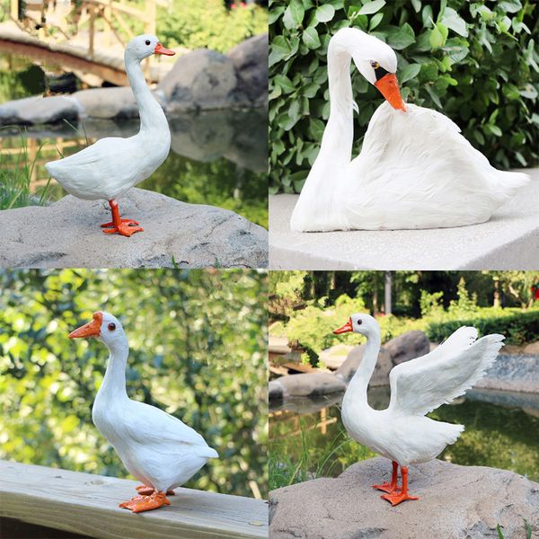 

4pcs garden decor artificial simulated swan ornament art figurine display