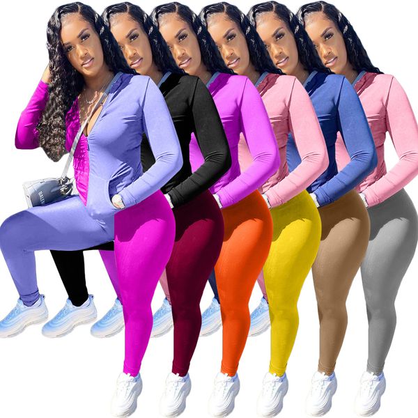 

женщина из двух частей обмундирования длинные рукава contrast цвет щитовые пальто длинные кальсон 2pcs повседневные костюмы, White