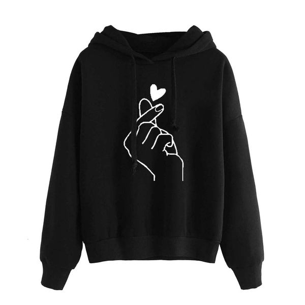 

hoodies sweatshirt women harajuku streetwear heart print hoodie 2020 autumn women fashion kpop clothes kawaii korean clothing, Black