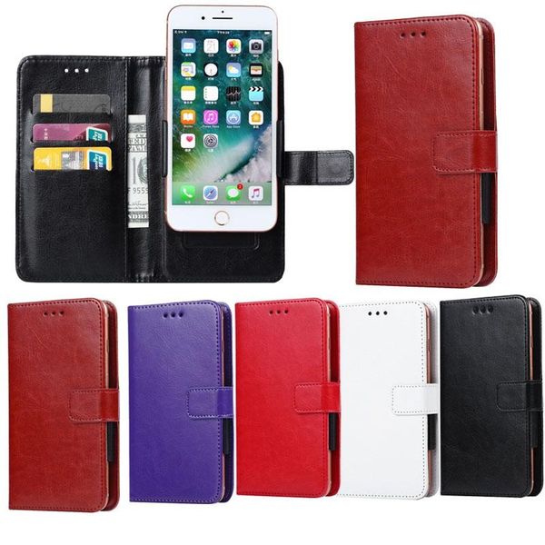 

universal wallet case leather pu flip credit card cover for 4.7 5 5.5 6.3inch cell phone slots push case