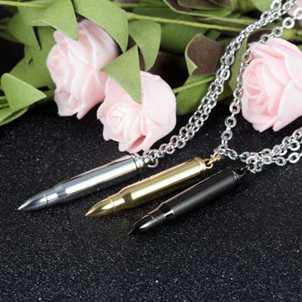 

pendant necklaces men's gold black open necklace punk gothic 316l stainless steel male penadnt chain, Silver